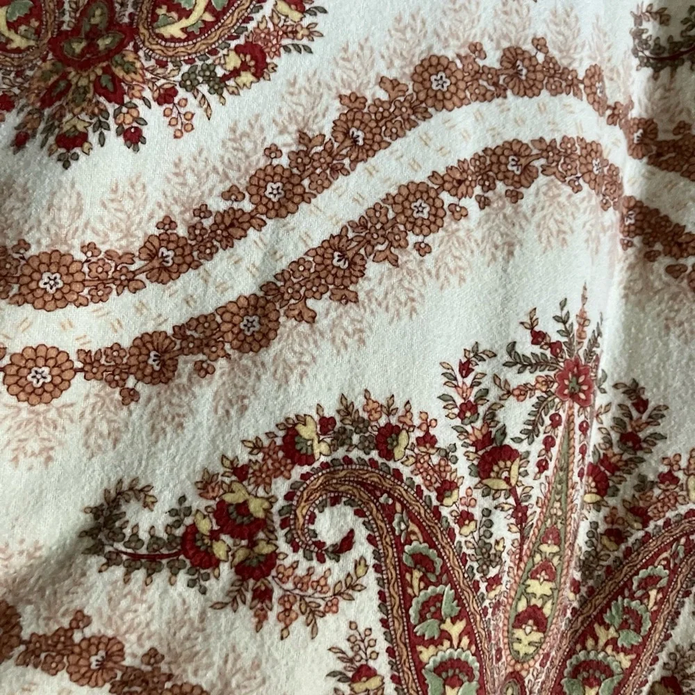 Charter Club Floral Cotton Flannel in Cream and Brown Duvet Cover